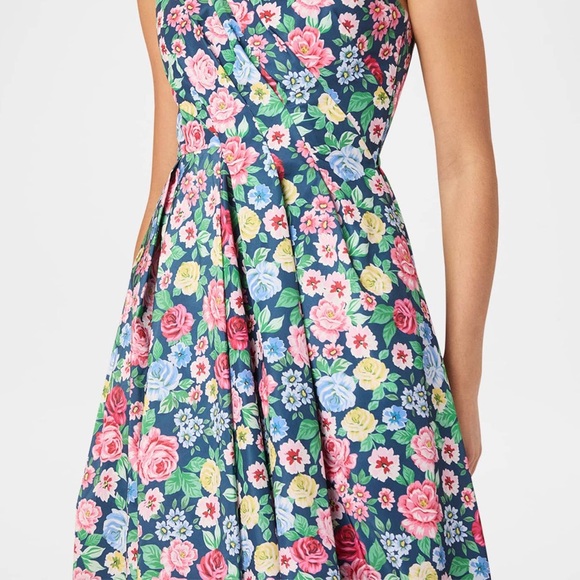 NWT Shoshanna Midnight Edina Floral Pleated One-Shoulder Midi-Dress Size 6 - Picture 4 of 9